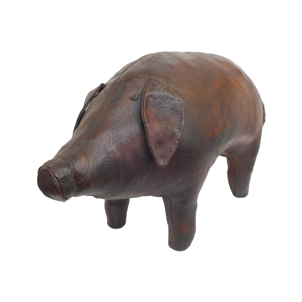 Leather Pig Footstool Attributed to Dimitri Omersa for Abercrombie & Fitch