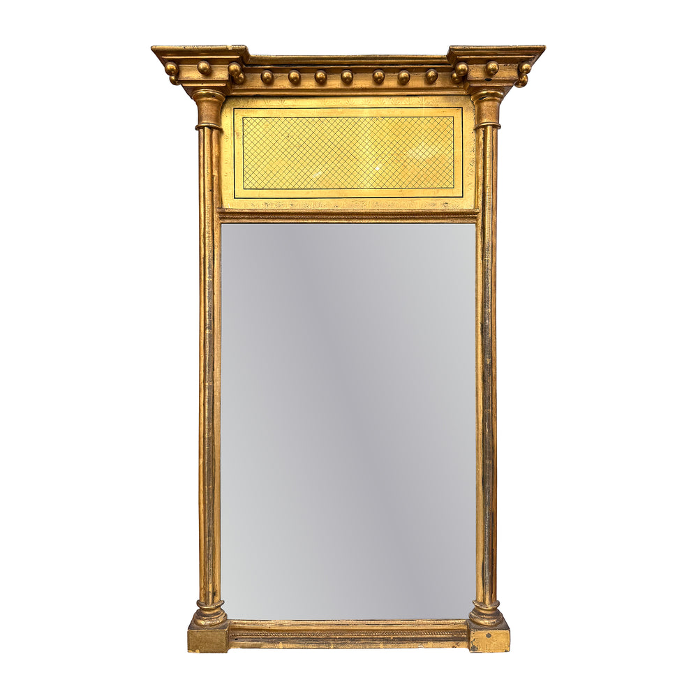 19th Century Mirror in Gold-Leaf Carved Wood Frame