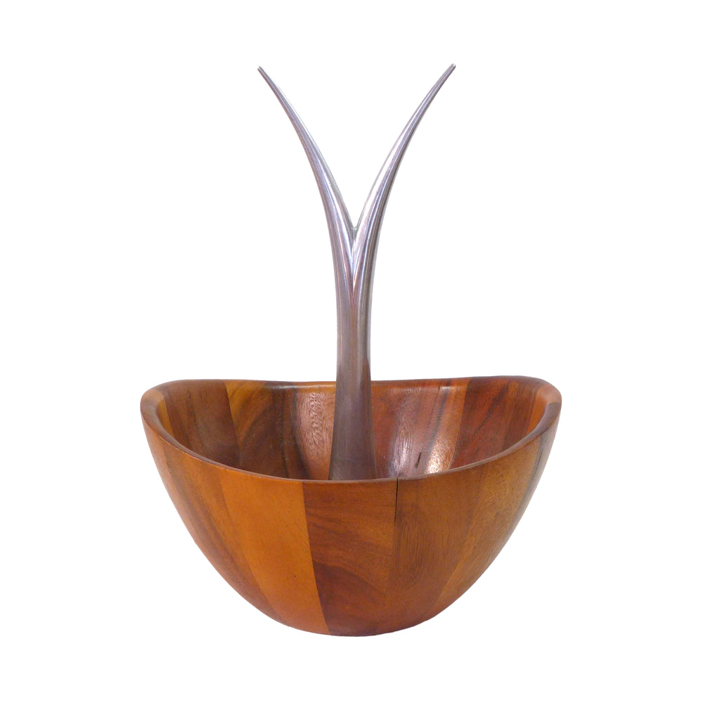 Aluminum & Laminated Wood Bowl by Nambé