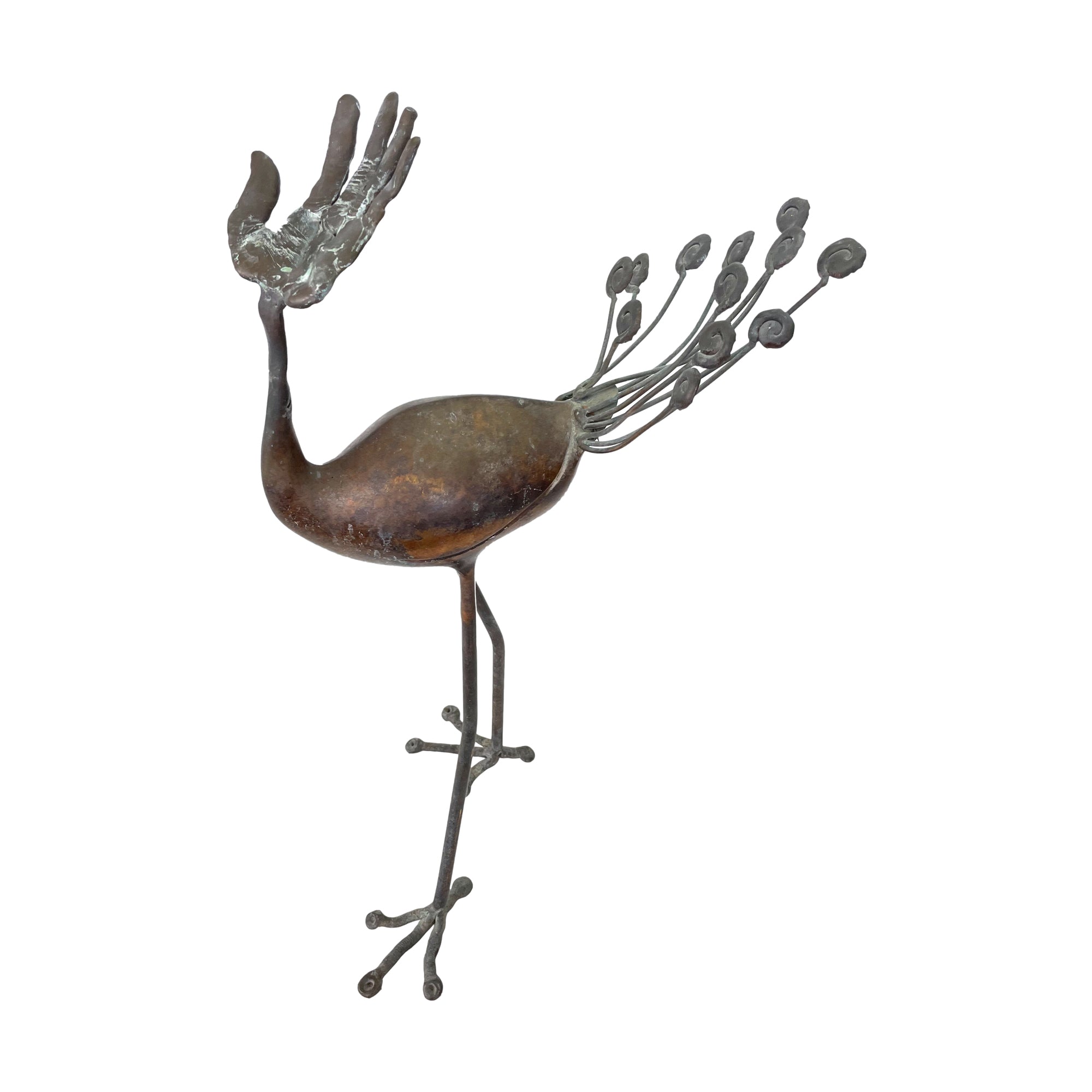 Surrealist Bronze Bird Sculpture