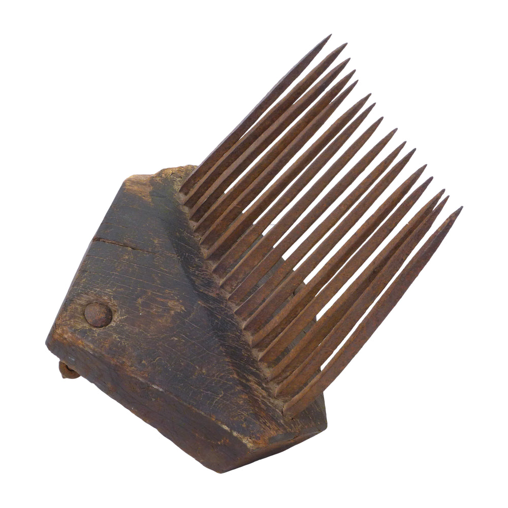 Brutalist Abstract Wood & Steel Spike Sculpture