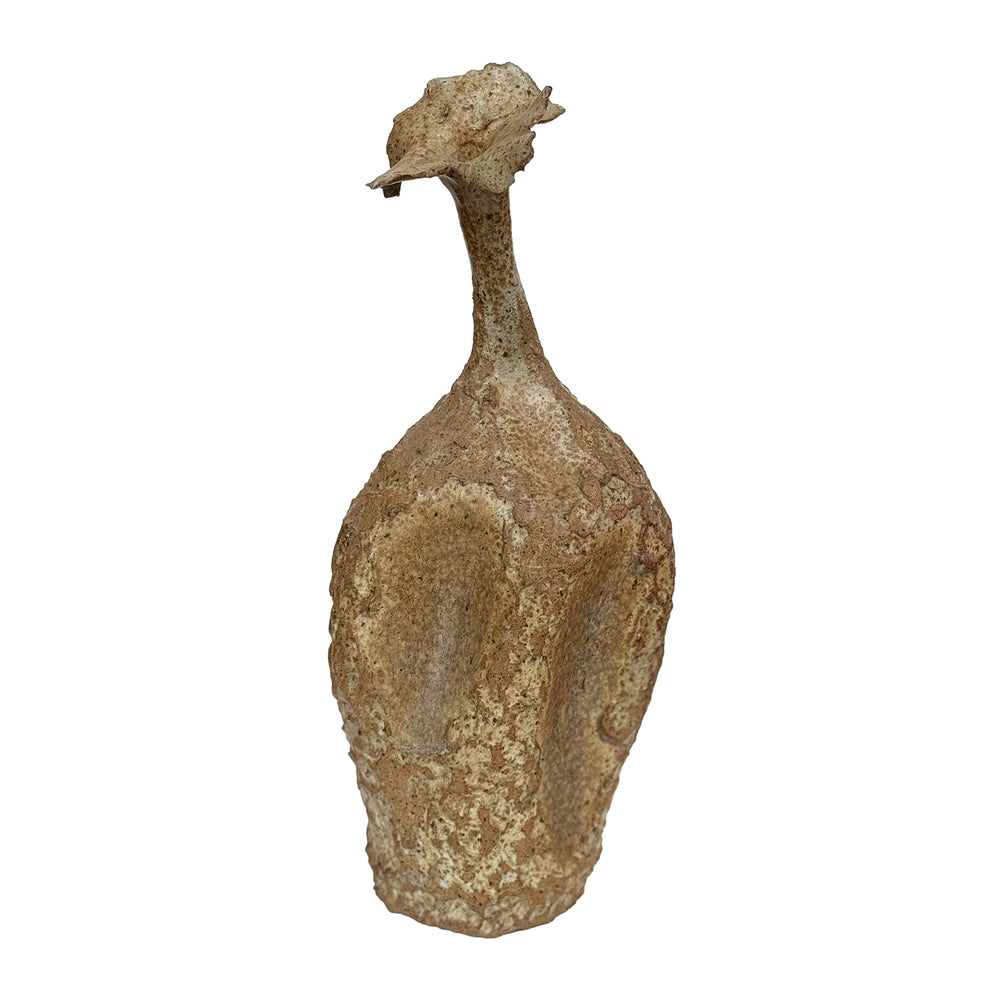 Brutalist Studio Ceramic Vase with "Flower" Spout