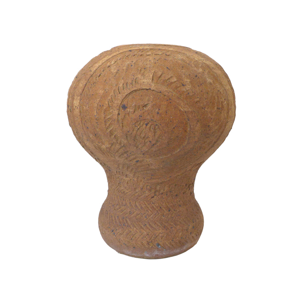 Bulbous Etched Studio Stoneware Vase
