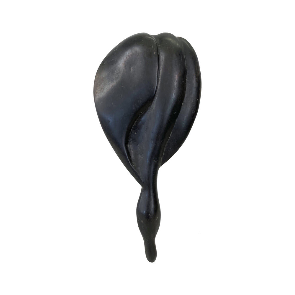 Carved Wood Black Swan Handheld Vanity Mirror
