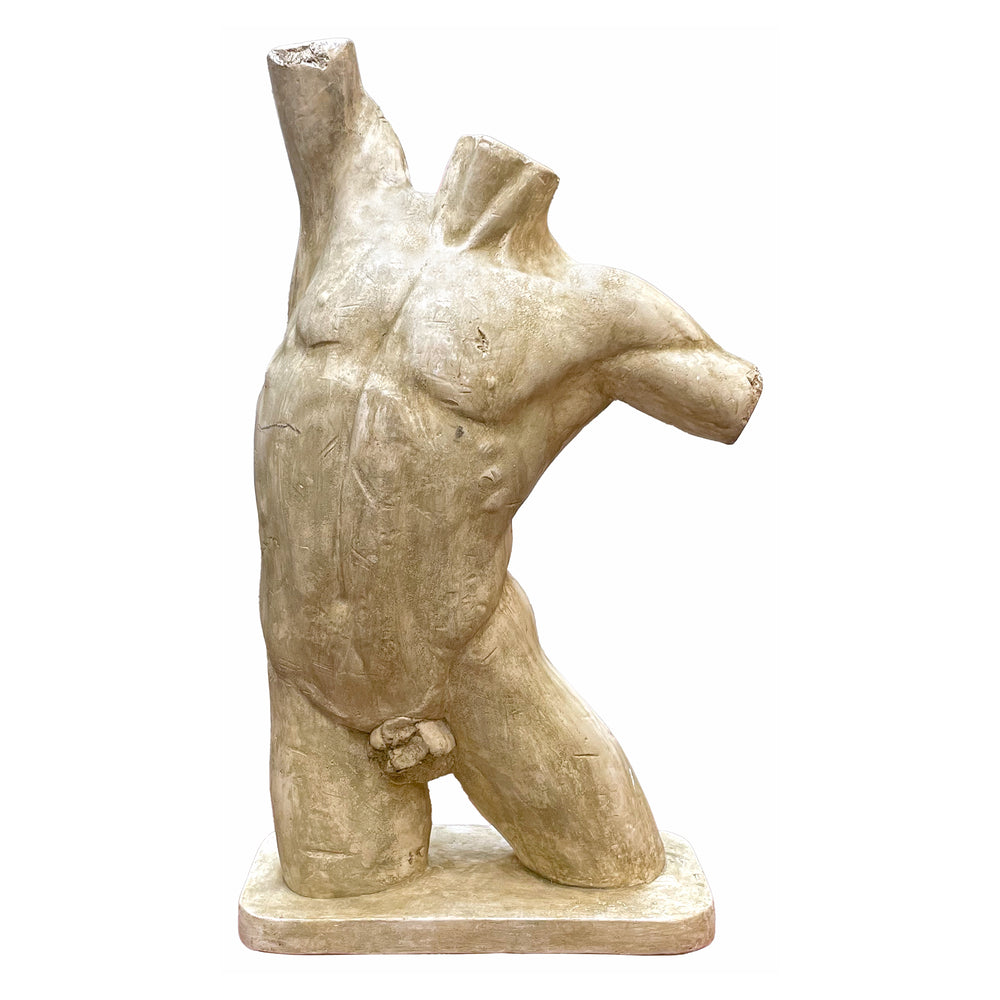 Cast Plaster LIfe-Size Male Torso Sculpture