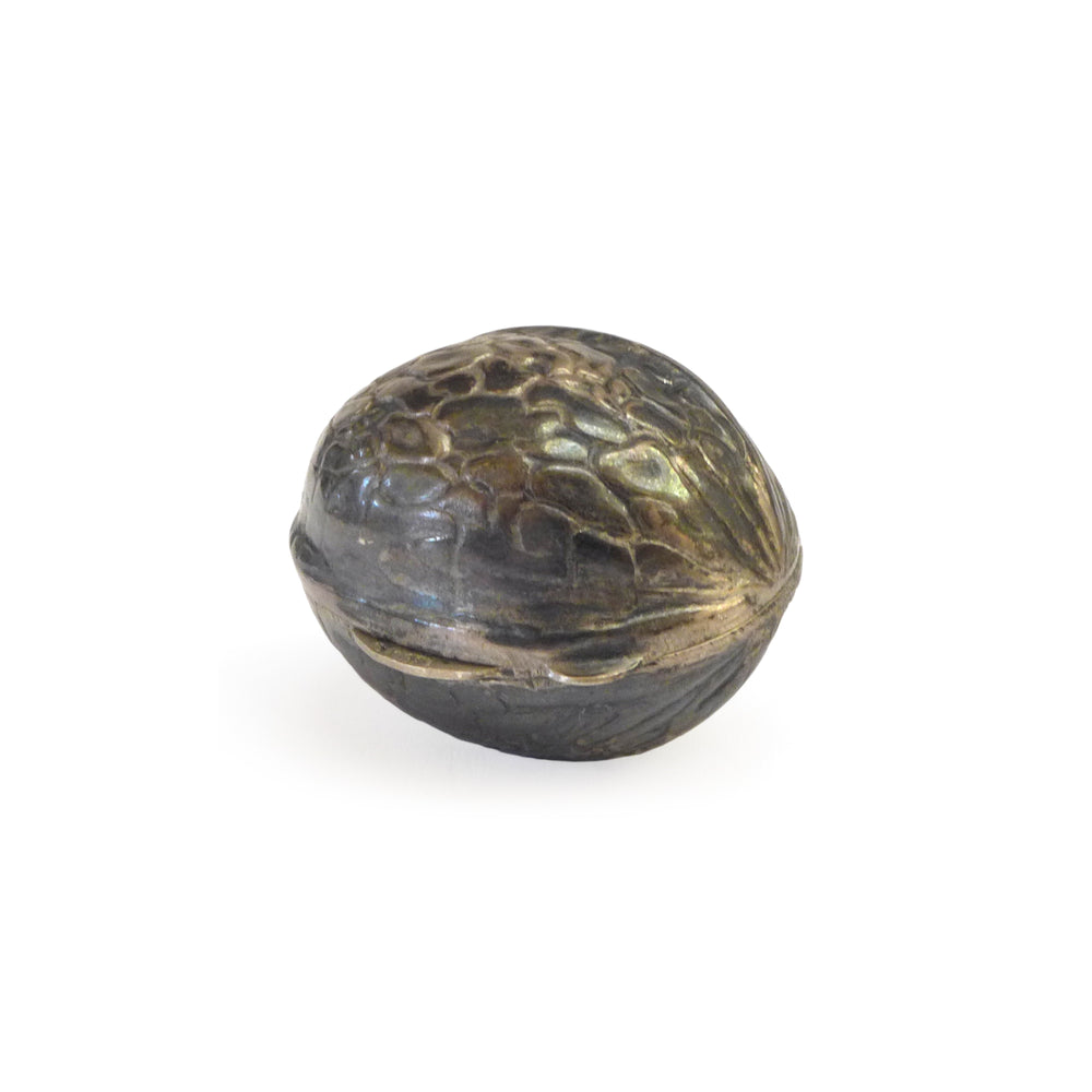 European Petite Silver Walnut Pill Box