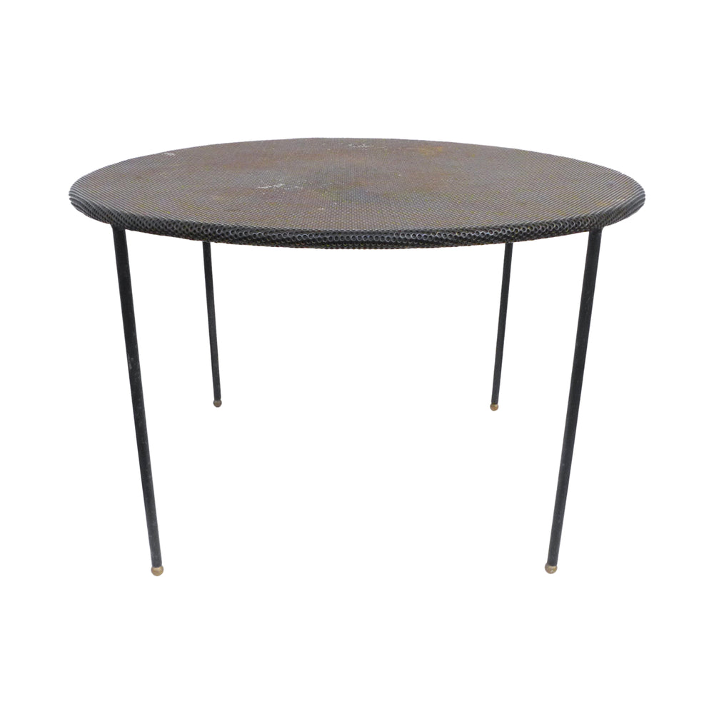 French Modernist Perforated Iron & Brass Round Side Table