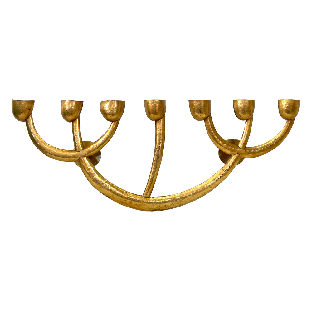 Hand-Hammered Brass "Candelabra" Wall Sconce