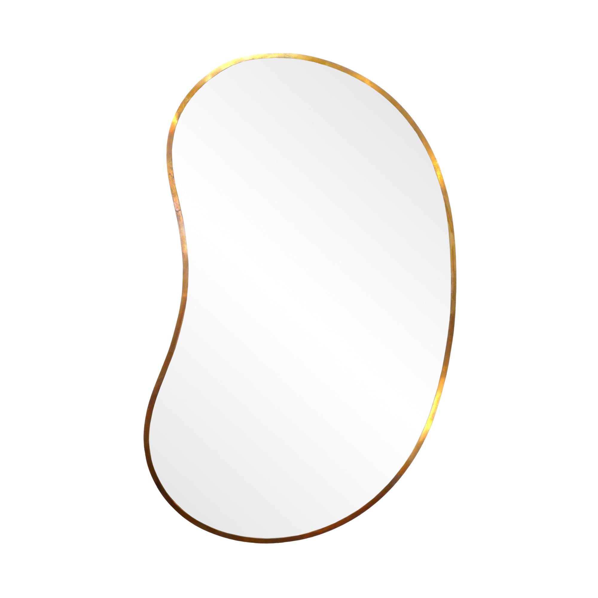 Italian Brass Framed Kidney Bean Shape Mirror
