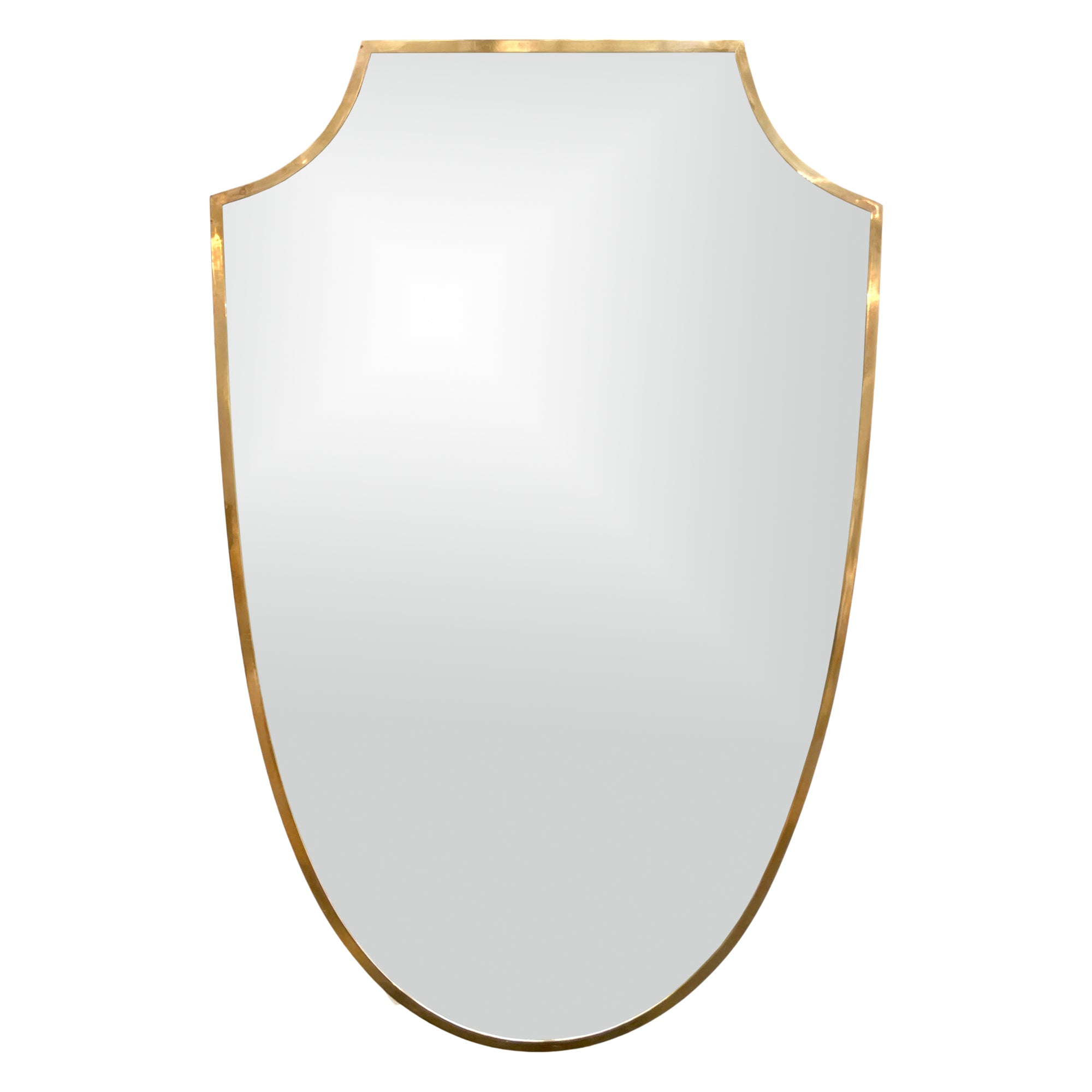 Italian Brass Framed Escutcheon Shape Mirror