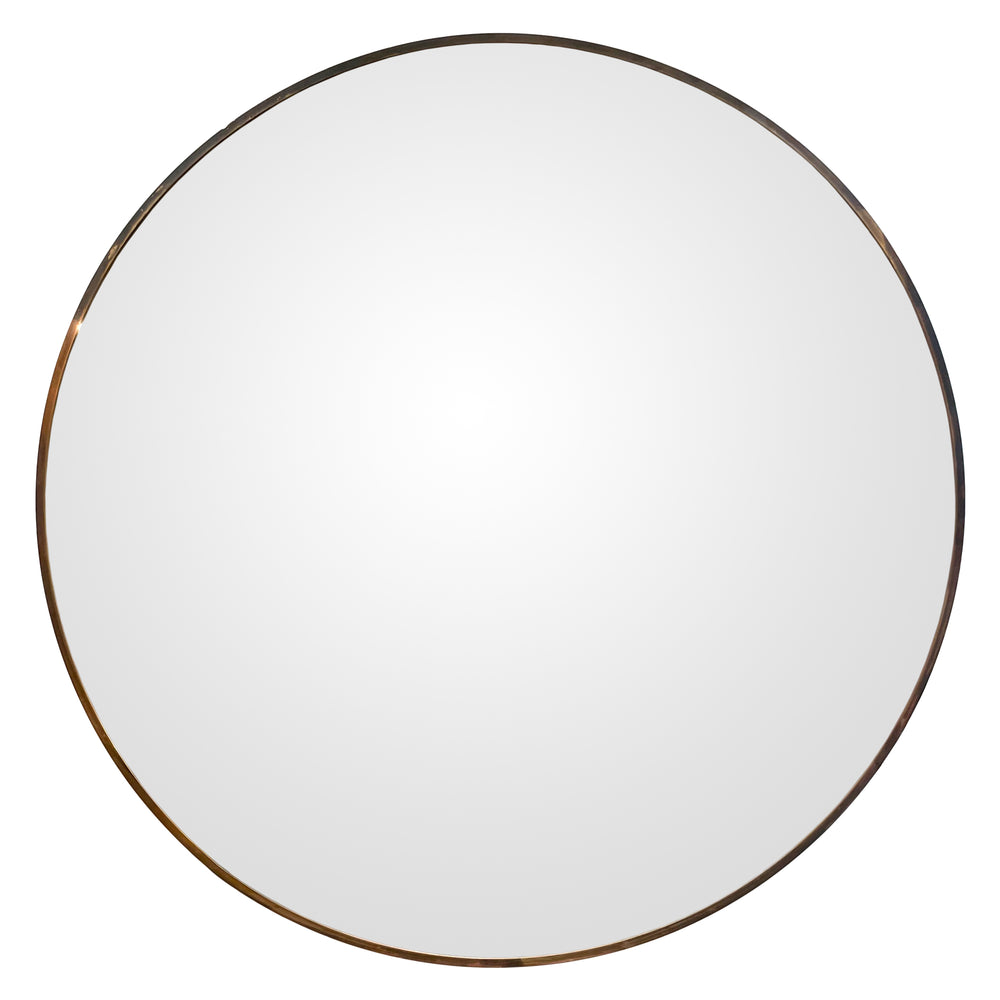 Italian Large Round Brass Framed Mirror