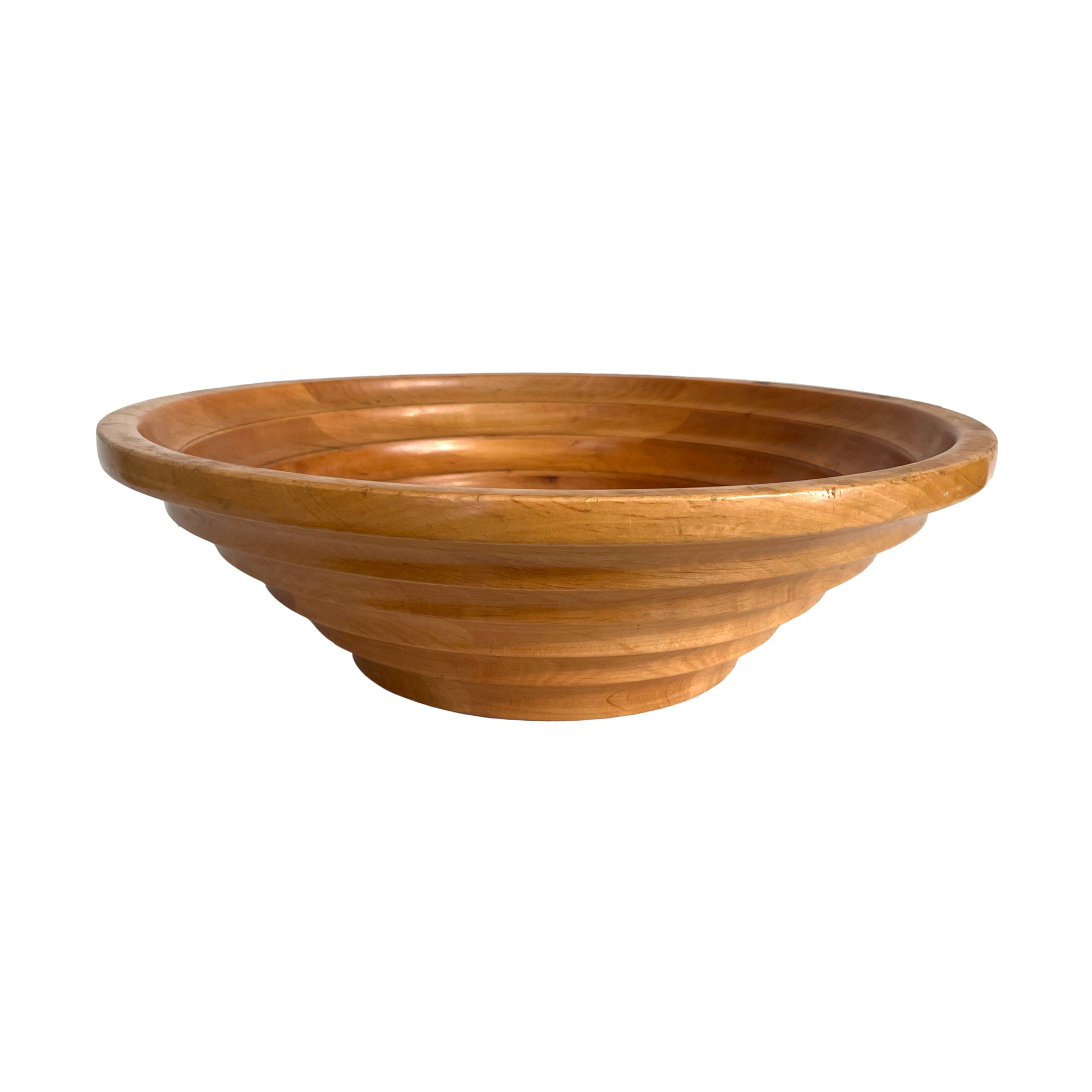 Italian Large Turned Wood Stepped Bowl by Manzoni Pietro for Vietri
