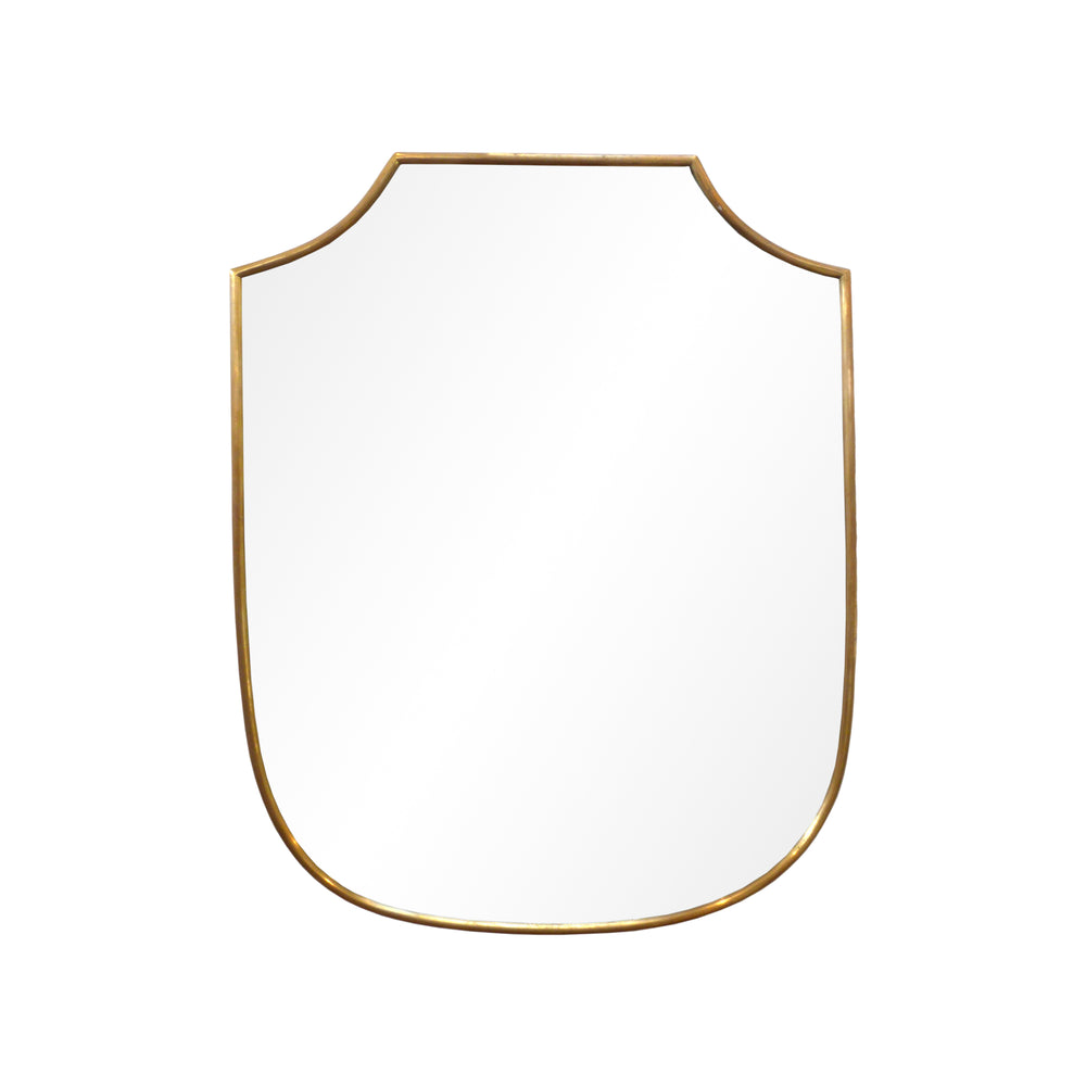 Italian Small Brass Framed Escutcheon Shape Mirror