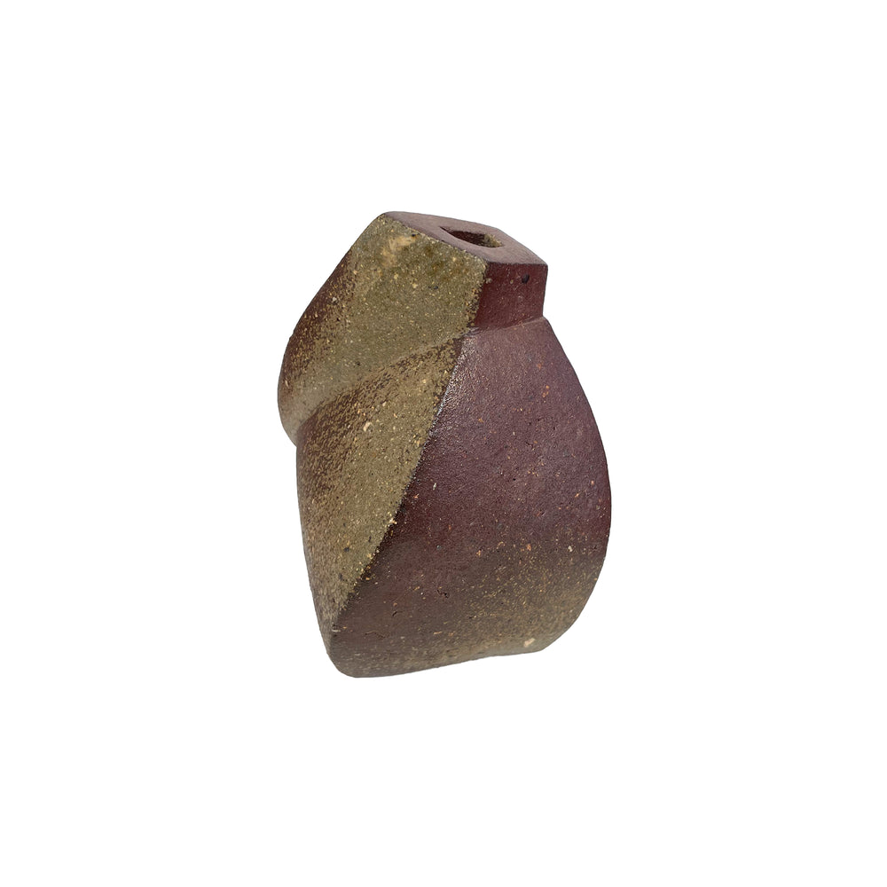 Japanese Studio Ceramic Modernist Faceted Bud Vase