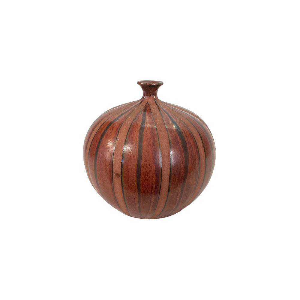 Japanese Studio Ceramic Vertically Striped Weedpot