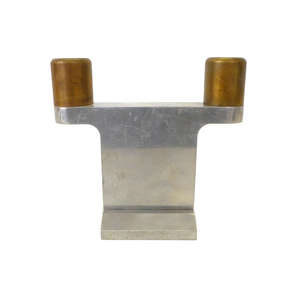 Mixed Metal Machinist Double Candlestick