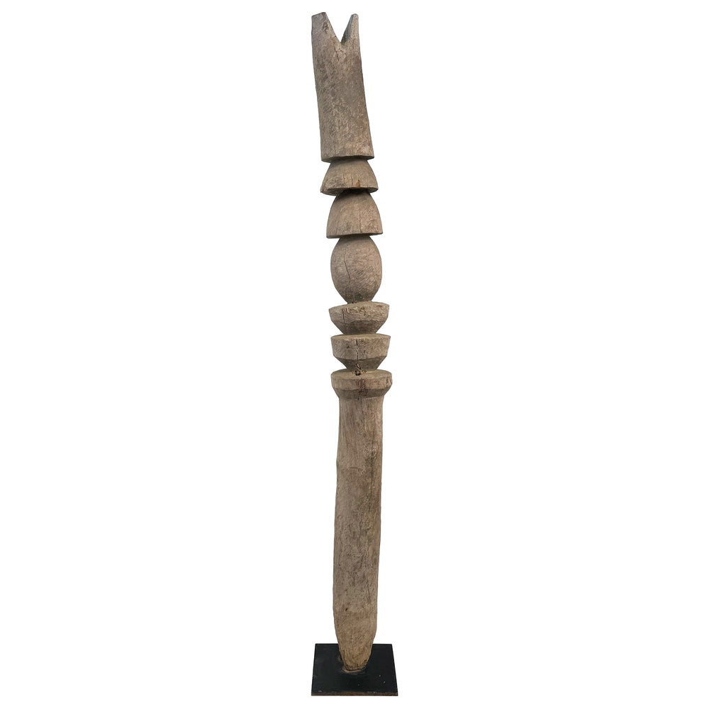 Modernist Carved Wood Totem Sculpture