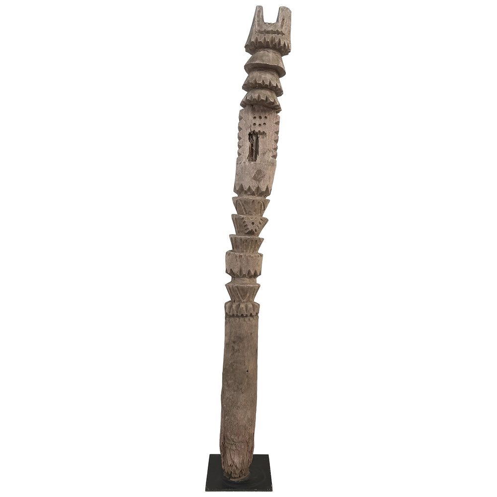 Modernist Carved Wood Totem Sculpture