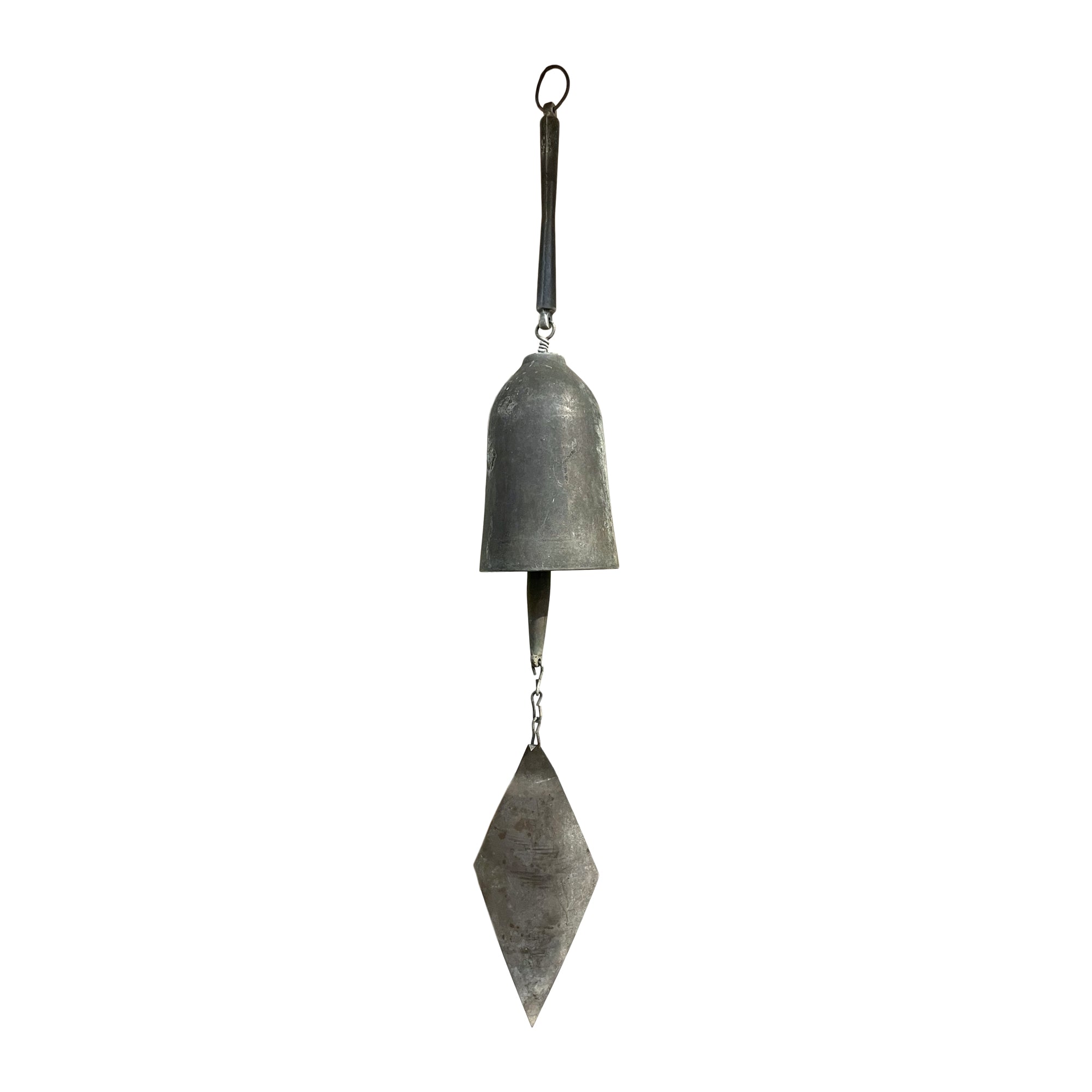 Modernist Cast Bronze Hanging Windbell