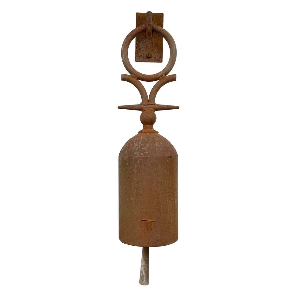 Modernist Cylindrical Iron Hanging Garden Bell by Tom Torrens