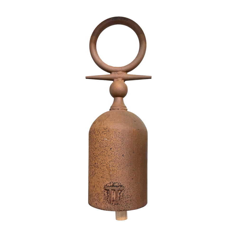 Modernist Cylindrical Iron Hanging Garden Bell by Tom Torrens