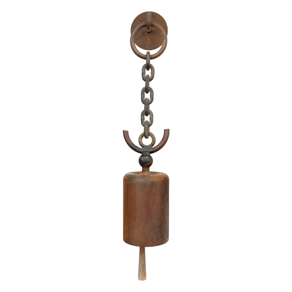 Modernist Cylindrical Iron Hanging Garden Bell by Tom Torrens