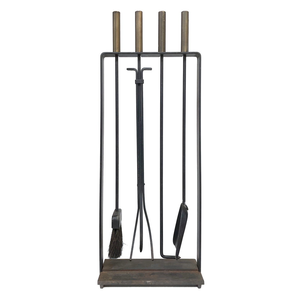 Modernist Iron & Bronze Fire Tools