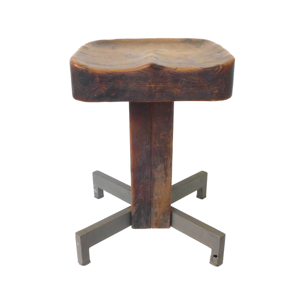 Swedish Modernist Wood & Steel Stool