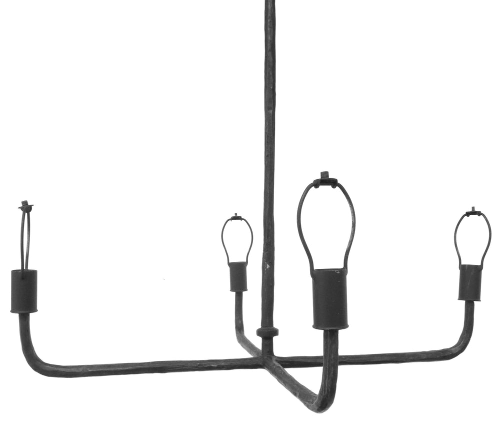 Hammered Bronze Chandelier in the Manner of Giacometti