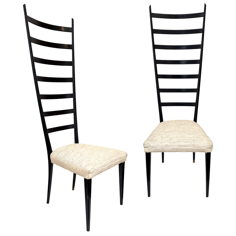 Pair of Italian Tall Ladder Back Chairs Attributed to Otto Gerdau for Cassina