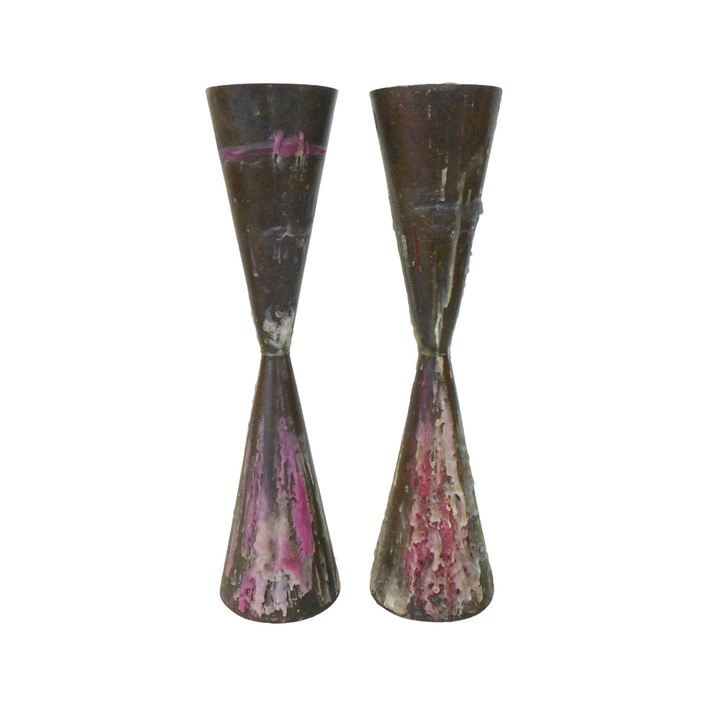 Pair of Modernist Bronze Candlesticks