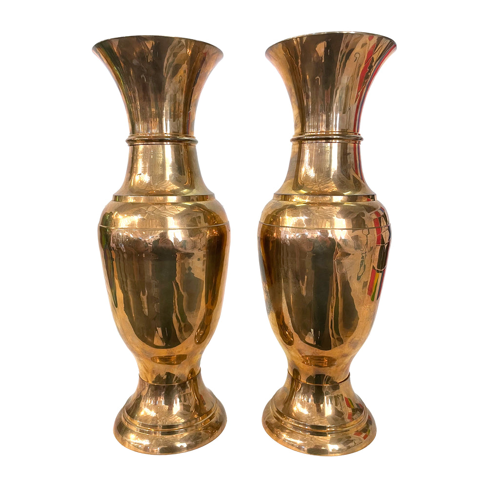 Pair of Tall Brass Vases