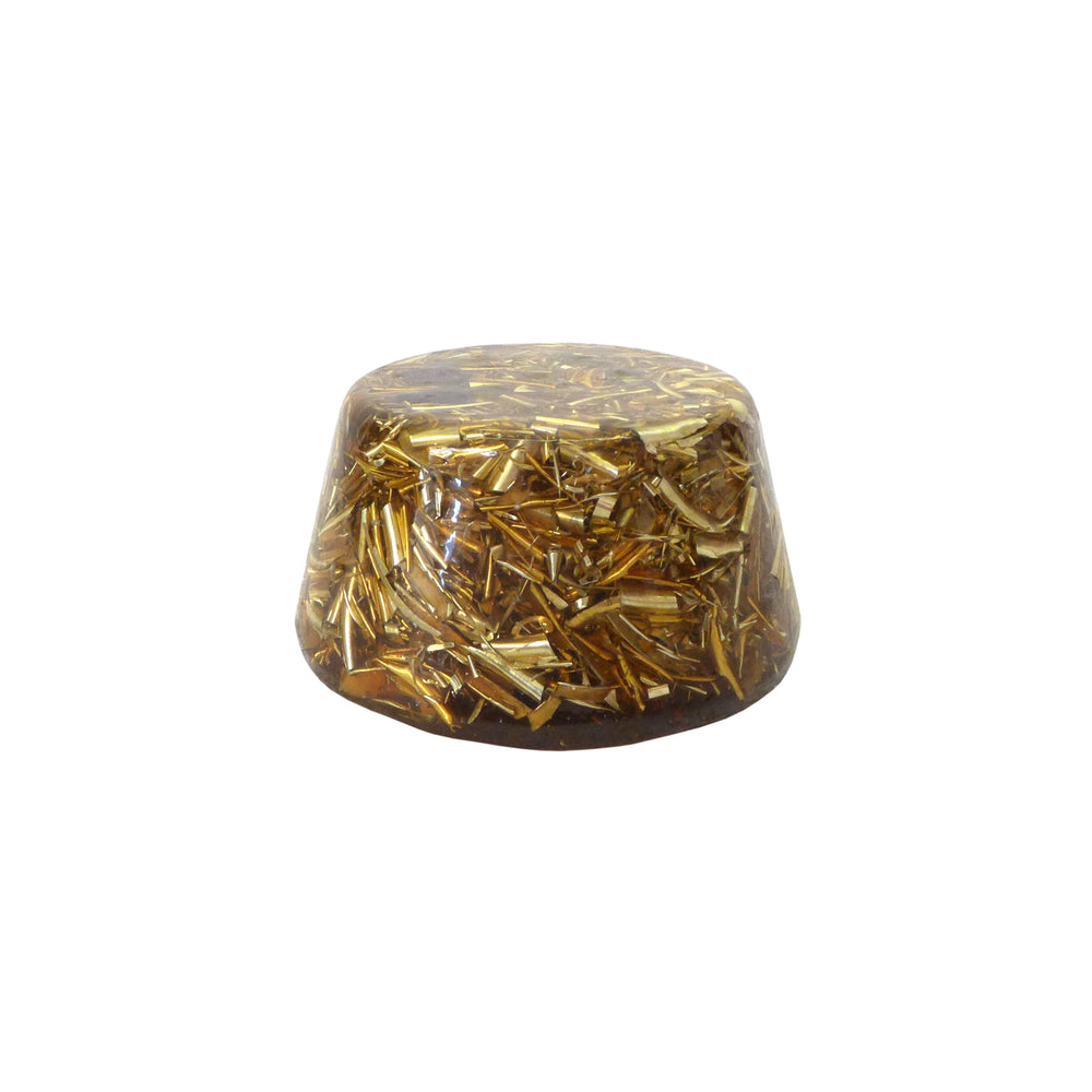 Acrylic Truncated Cone Paperweight Object With Metal Shavings