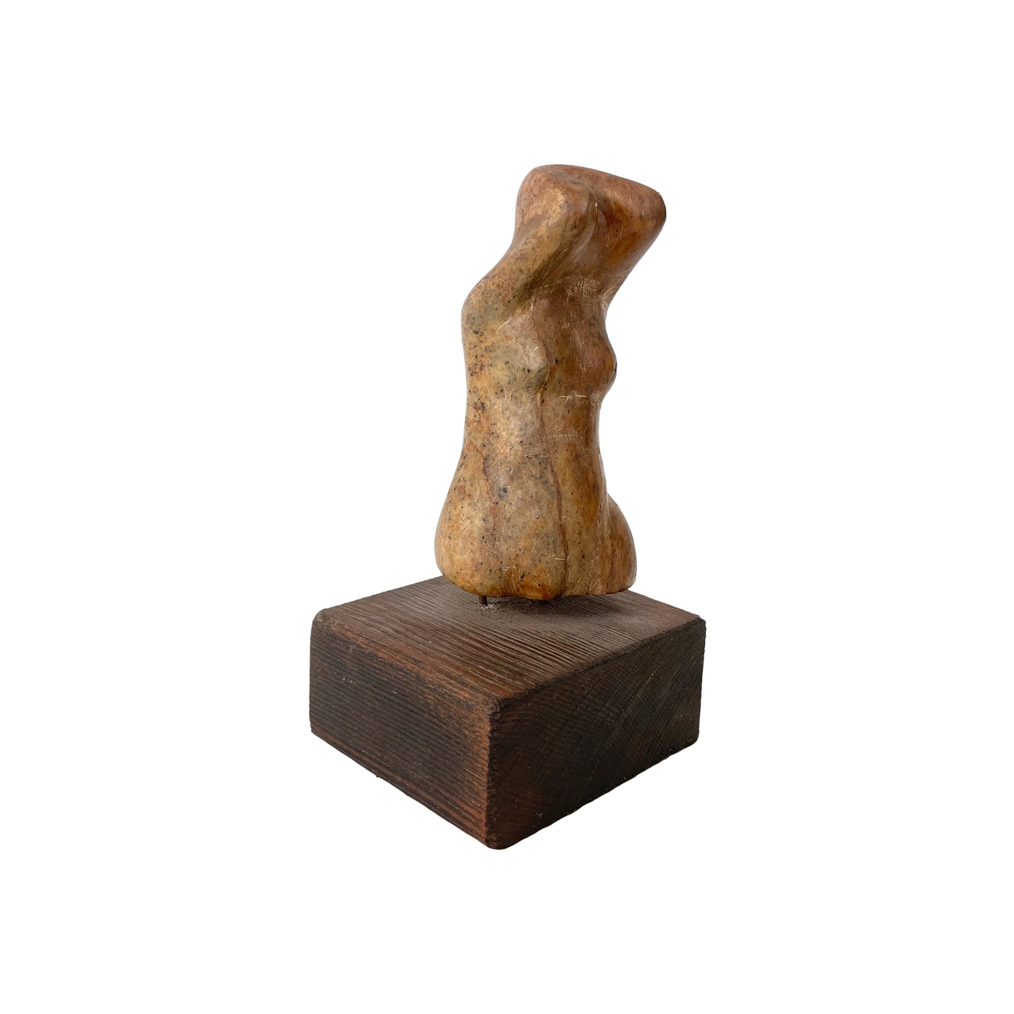 Petite Carved Stone Abstract Female Bust Sculpture