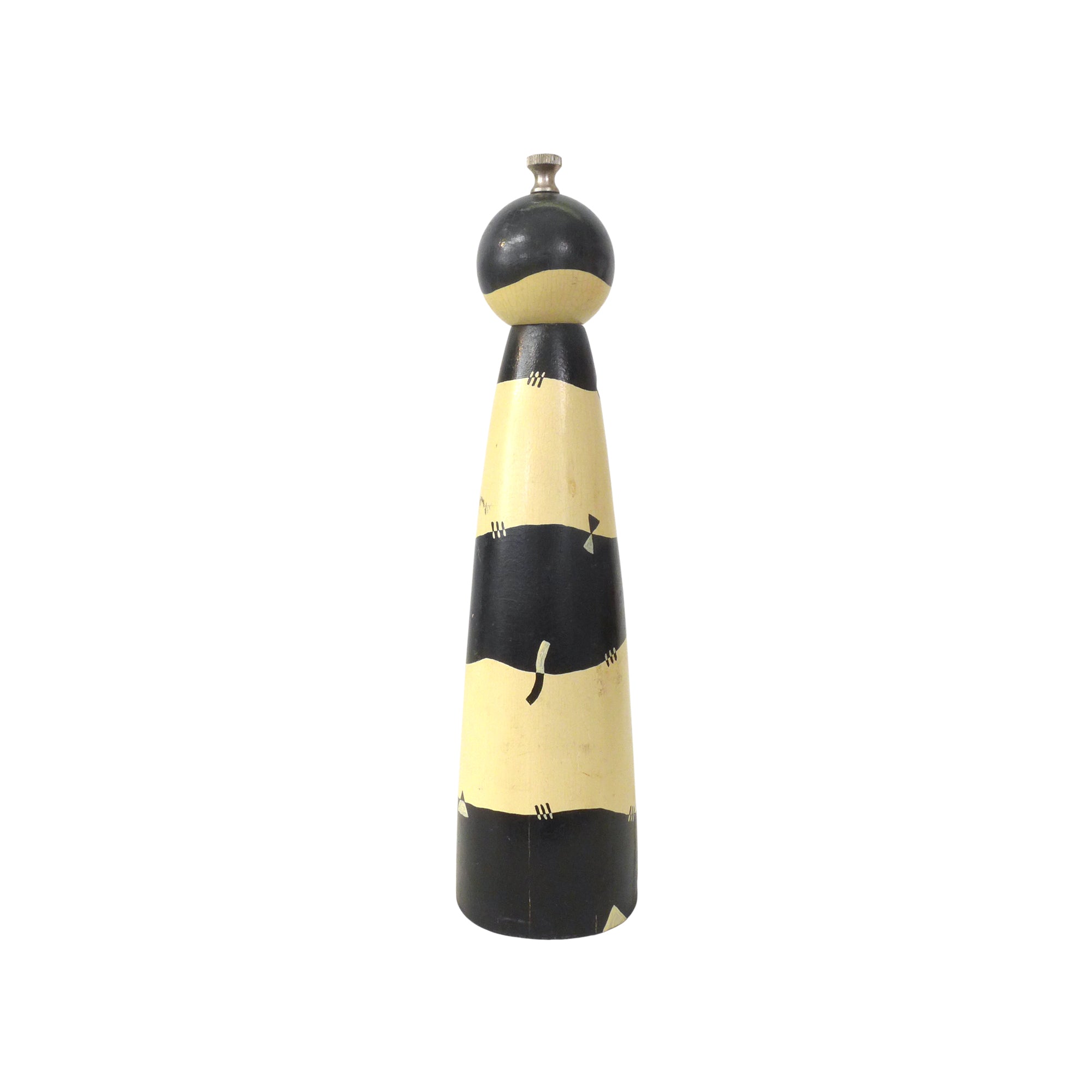 Post Modern Hand-Painted Wood Peppermill
