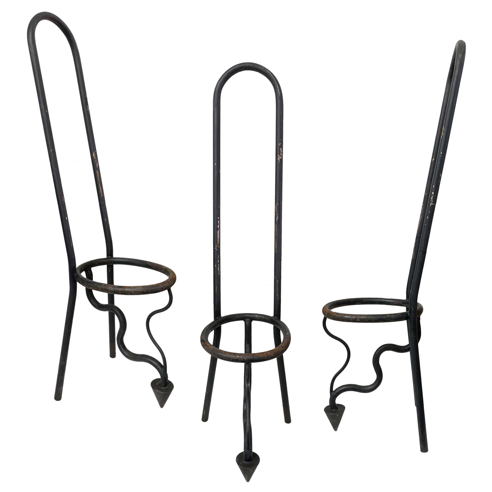 Set of 3 Highback Steel Devil's Tail Chair Frames