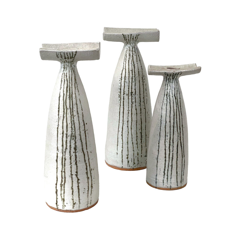 Set of 3 Studio Ceramic Candlesticks