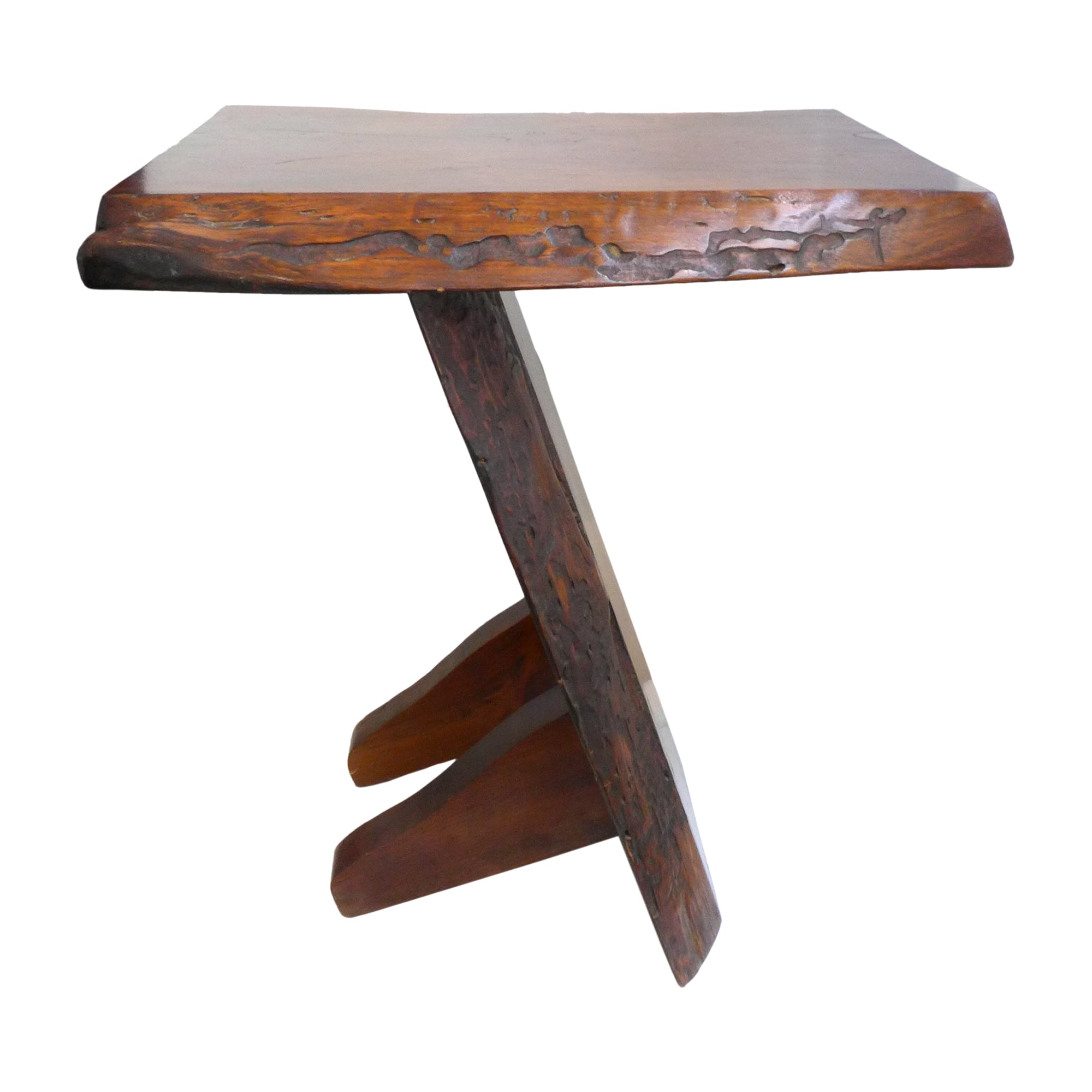 Organic Modern Wood Slab Side Table in the Style of George Nakashima