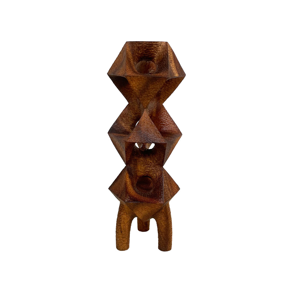 Small Contemporary Carved Wood Hard/Soft Totem Sculpture by Aleph Geddis