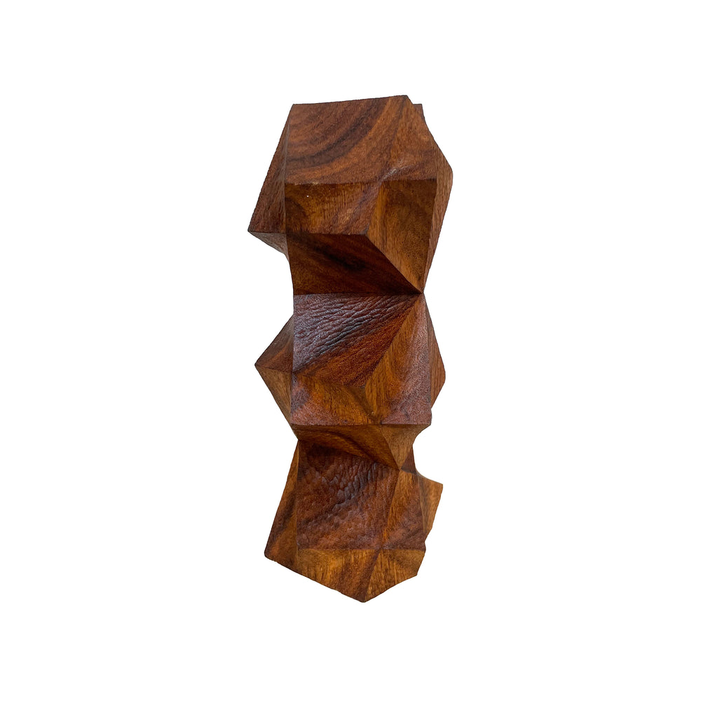 Small Contemporary Carved Wood Hard/Soft Totem Sculpture by Aleph Geddis