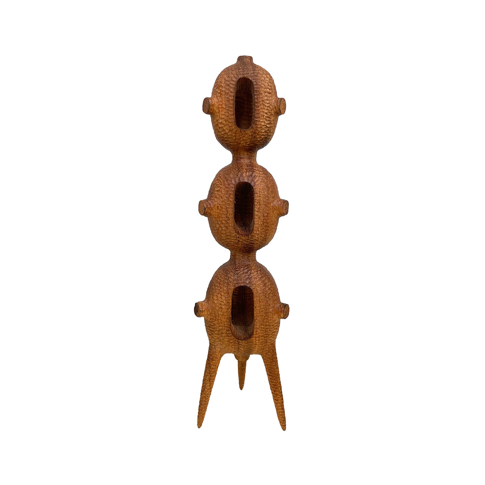 Small Contemporary Carved Wood Hard/Soft Totem Sculpture by Aleph Geddis