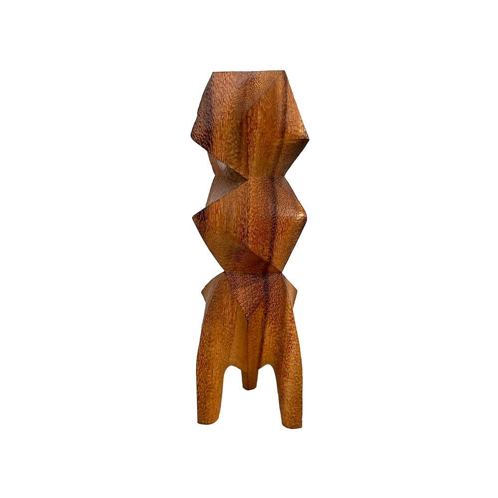 Small Contemporary Carved Wood Hard/Soft Totem Sculpture by Aleph Geddis