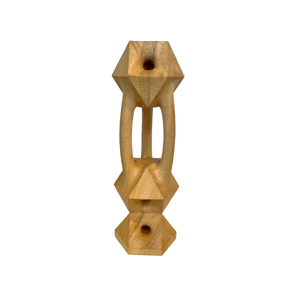 Small Contemporary Carved Wood Hard/Soft Totem Sculpture by Aleph Geddis