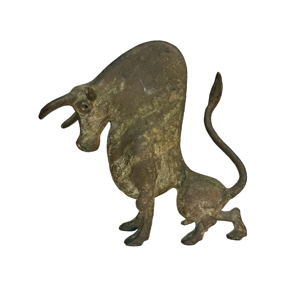 Small Modernist Bronze Bull Sculpture
