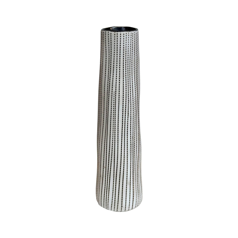 Studio Ceramic Cylindrical Vase with Dotted Stripes