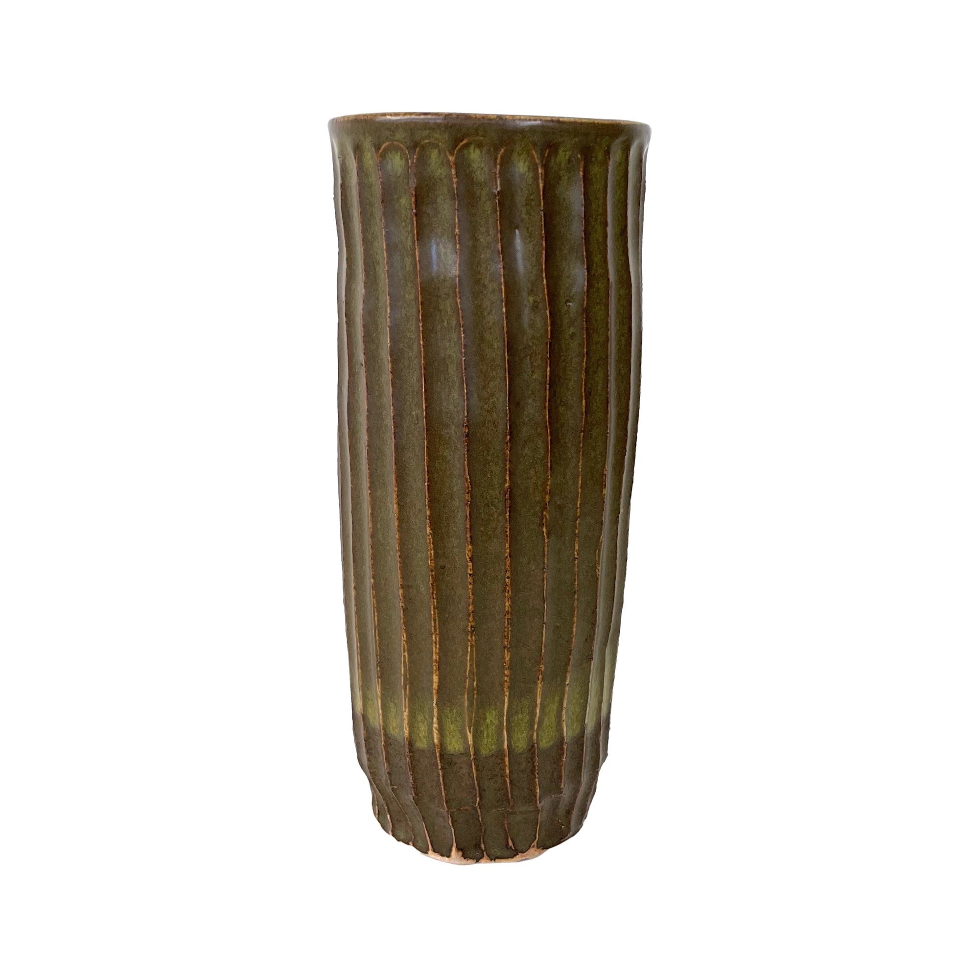 Studio Ceramic Ribbed Vase
