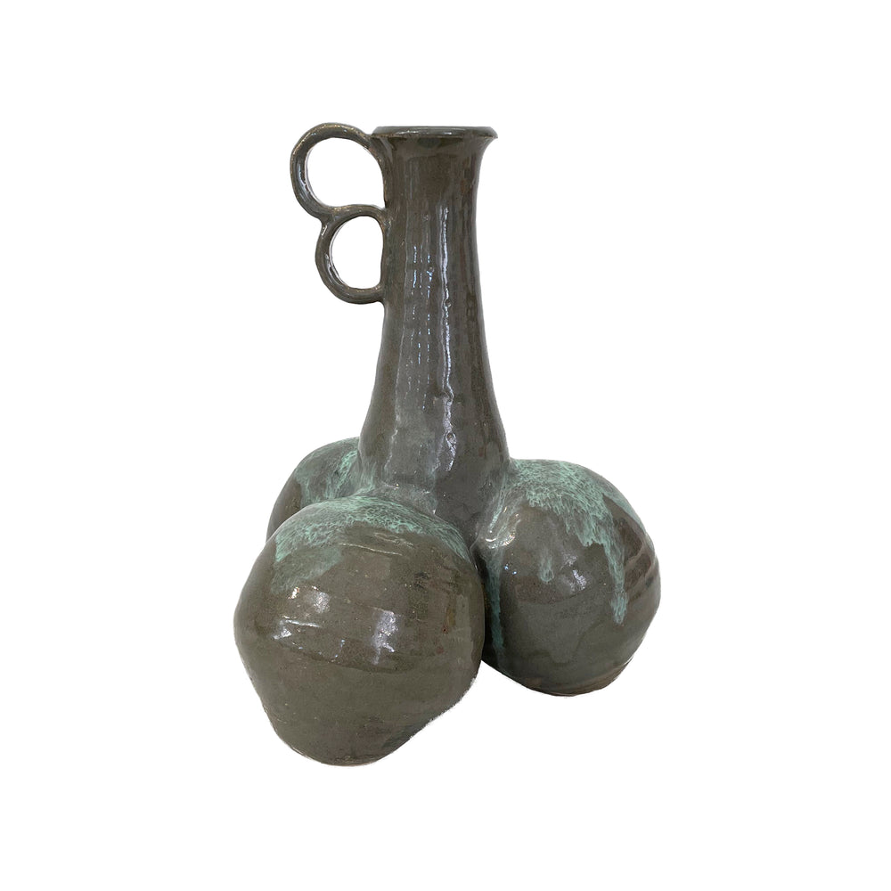 Studio Ceramic Vase with 3 Orbs and Handle