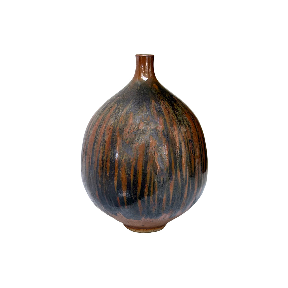 Studio Ceramic Weedpot with Striped Glaze