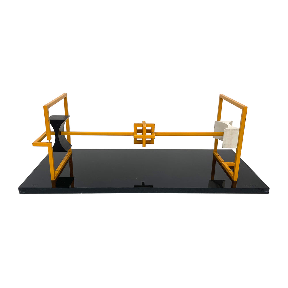 Tabletop Steel & Stone Constructivist Sculpture by Lovato