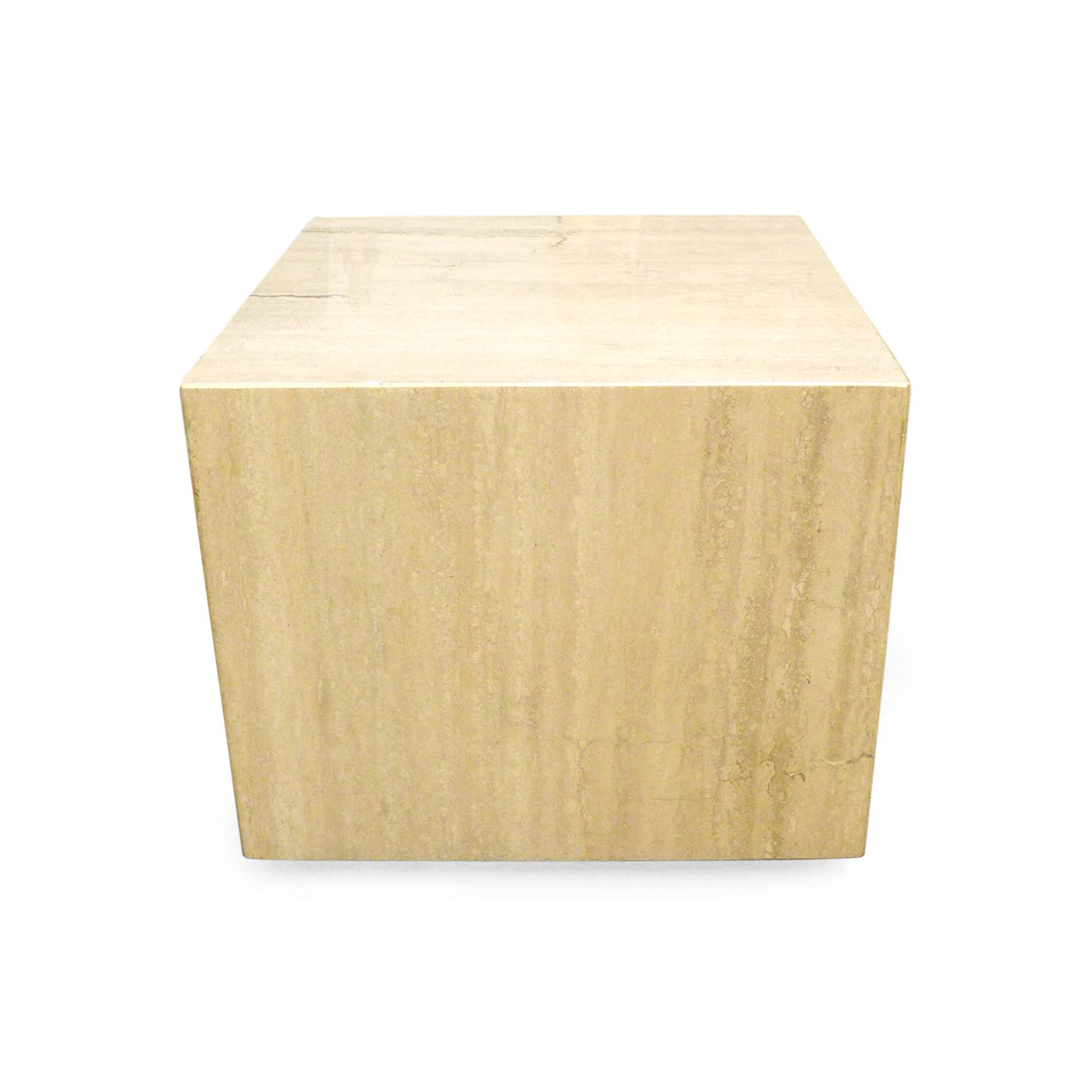 Travertine Cube Pedestal on Casters The Window